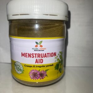 Menstrual Aid herbal supplement featuring Red Clover, Maca, Shatavari, and other natural ingredients to alleviate cramps, balance hormones, and reduce fatigue.